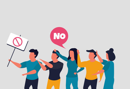 Employees protest, people strike or demonstration. Movement of activists for their rights and equality. People with protest posters. Vector illustration conceptのイラスト素材