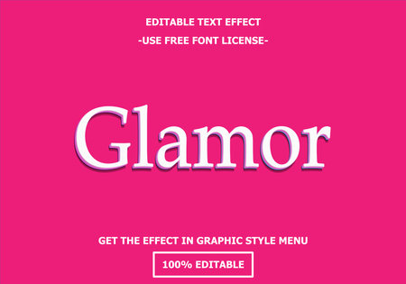 Glamor 3D editable text effect template. Style premium free font license vectorのイラスト素材