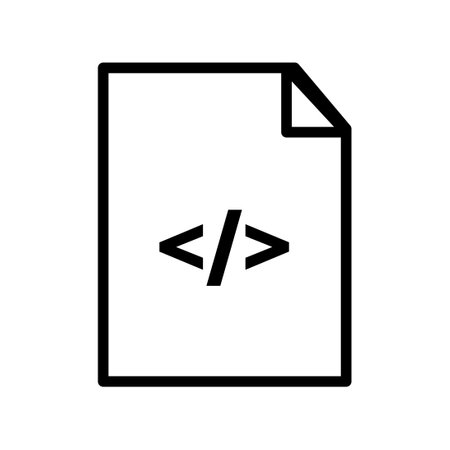Vector line icon web document contains data from the internet coding program. File sign on the website indicates the use of HTML technology in the business software application.のイラスト素材