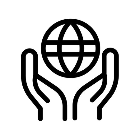Global business vector line icon. Connection between internet and management is crucial for successful teamwork in the digital era. Mobile cooperation with customersのイラスト素材
