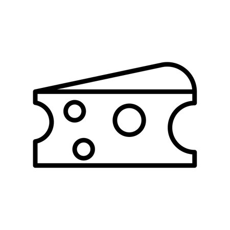 Vector black line icon square cheese with holes isolated on white backgroundのイラスト素材