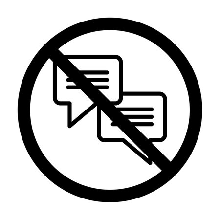 Vector black line icon forbidden to talk isolated on white backgroundのイラスト素材