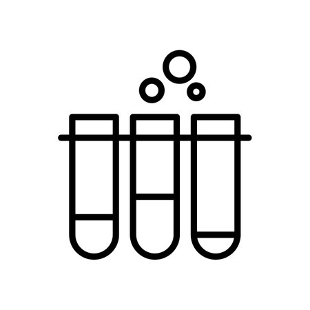 Vector black line icon laboratory flasks isolated on white backgroundのイラスト素材