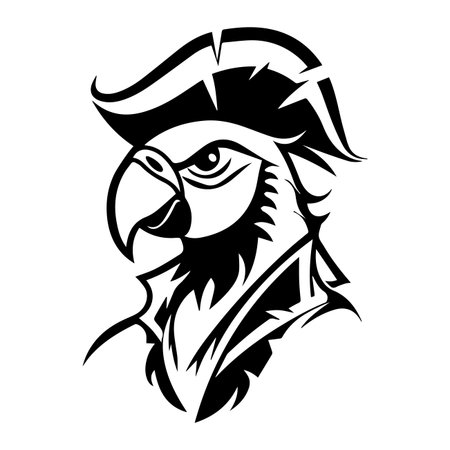Pirate Parrot logo or modern line icon. Vector line art and icon design with bold outline. Black and white Pixel Perfect minimalistic symbol isolate white background. Creative logotypeのイラスト素材