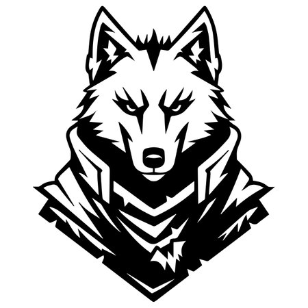 Wolf Knight logo or modern line icon. Vector line art and icon design with bold outline. Black and...