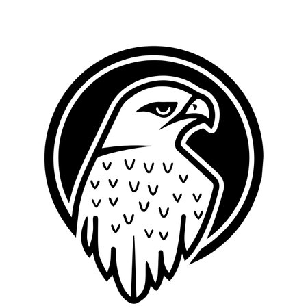 Mighty Falcon logo or modern line icon. Vector line art and icon design with bold outline. Black and white Pixel Perfect minimalistic symbol isolate white background. Creative logotypeのイラスト素材