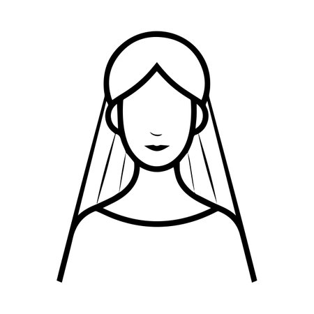 bride icon or modern line symbol. Vector line art and icon design with bold outline. Black and white Pixel Perfect minimalistic symbol isolated white background. Silhouette simple thin signのイラスト素材