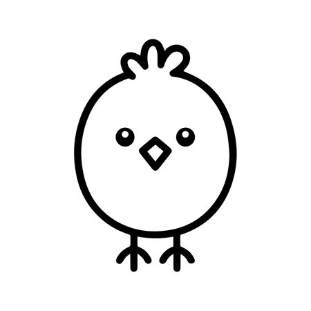 Chick icon or modern line symbol. Vector line art and icon design with bold outline. Black and white Pixel Perfect minimalistic symbol isolated white background. Silhouette simple thin signのイラスト素材