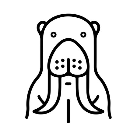 Walrus icon or modern line symbol. Vector line art and icon design with bold outline. Black and white Pixel Perfect minimalistic symbol isolated white background. Silhouette simple thin signのイラスト素材