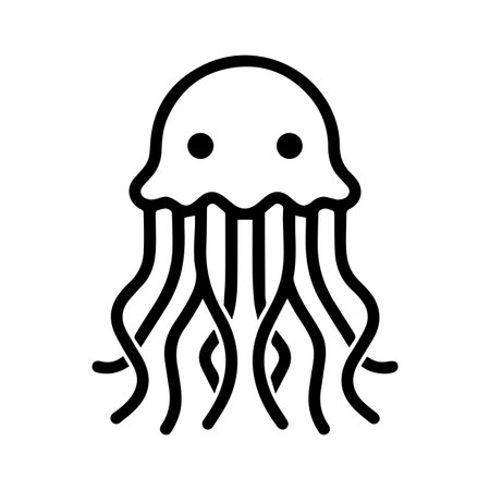 Jellyfish icon or modern line symbol. Vector line art and icon design with bold outline. Black and white Pixel Perfect minimalistic symbol isolated white background. Silhouette simple thin signのイラスト素材