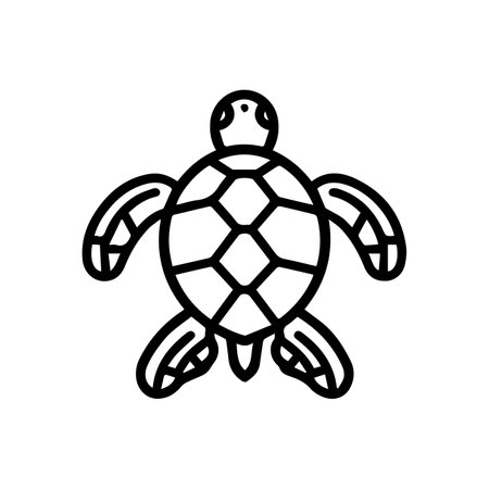 Sea Turtle icon or modern line symbol. Vector line art and icon design with bold outline. Black and white Pixel Perfect minimalistic symbol isolated white background. Silhouette simple thin signのイラスト素材