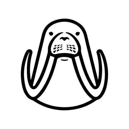 Walrus icon or modern line symbol. Vector line art and icon design with bold outline. Black and white Pixel Perfect minimalistic symbol isolated white background. Silhouette simple thin signのイラスト素材