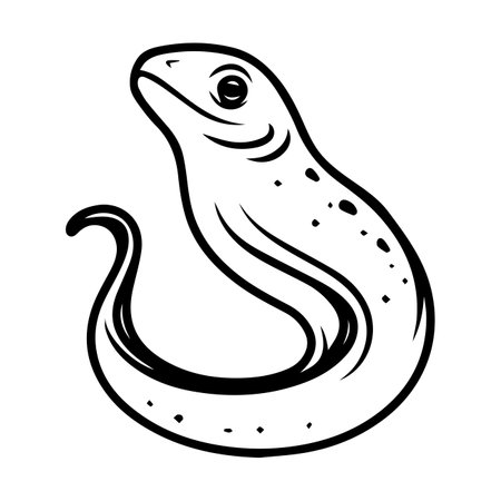 Eel icon or modern line symbol. Vector line art and icon design with bold outline. Black and white Pixel Perfect minimalistic symbol isolated white background. Silhouette simple thin signのイラスト素材