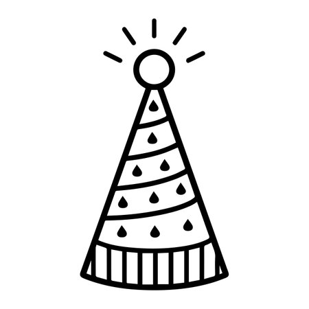 Party Hat icon or modern line symbol. Vector line art and icon design with bold outline. Black and white Pixel Perfect minimalistic symbol isolated white background. Silhouette simple thin signのイラスト素材