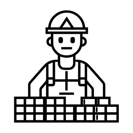 Builder icon or modern line symbol. Vector line art and icon design with bold outline. Black and white Pixel Perfect minimalistic symbol isolated white background. Silhouette simple thin signのイラスト素材