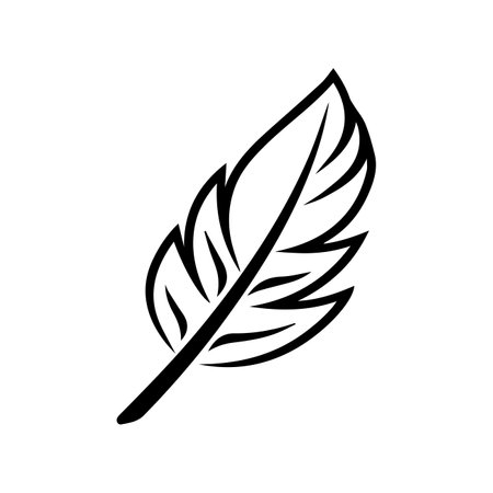 Quill icon or modern line symbol. Vector line art and icon design with bold outline. Black and white Pixel Perfect minimalistic symbol isolated white background. Silhouette simple thin signのイラスト素材