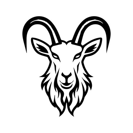 goat icon or modern line symbol. Vector line art and icon design with bold outline. Black and white Pixel Perfect minimalistic symbol isolated white background. Silhouette simple thin signのイラスト素材