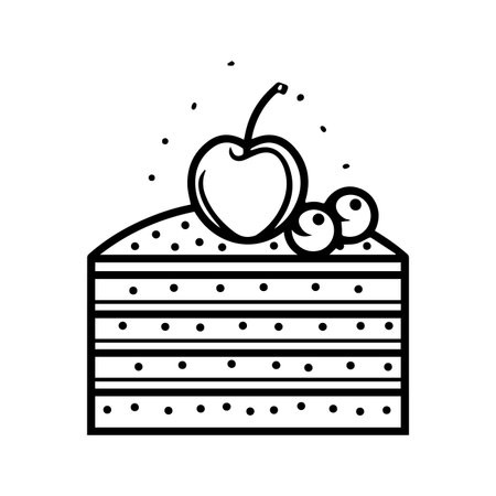 Cake icon or modern line symbol. Vector line art and icon design with bold outline. Black and white Pixel Perfect minimalistic symbol isolated white background. Silhouette simple thin signのイラスト素材