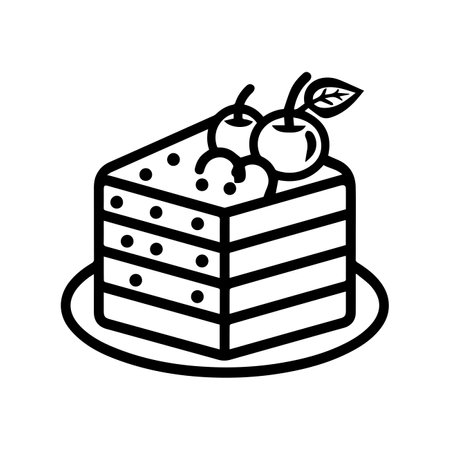 Cake icon or modern line symbol. Vector line art and icon design with bold outline. Black and white Pixel Perfect minimalistic symbol isolated white background. Silhouette simple thin signのイラスト素材