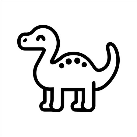 dinosaur icon or modern line symbol. Vector line art and icon design with bold outline. Black and white Pixel Perfect minimalistic symbol isolated white background. Silhouette simple thin signのイラスト素材
