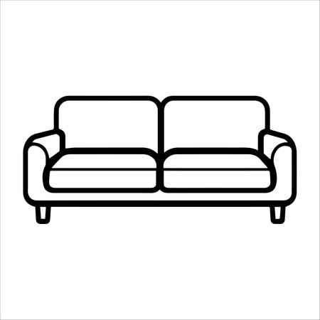 Couch icon or modern line symbol. Vector line art and icon design with bold outline. Black and white Pixel Perfect minimalistic symbol isolated white background. Silhouette simple thin signのイラスト素材