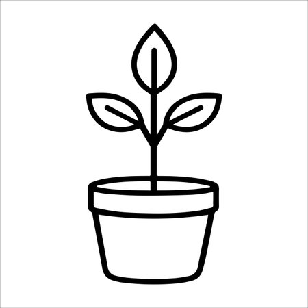 Plant Pot icon or modern line symbol. Vector line art and icon design with bold outline. Black and white Pixel Perfect minimalistic symbol isolated white background. Silhouette simple thin signのイラスト素材