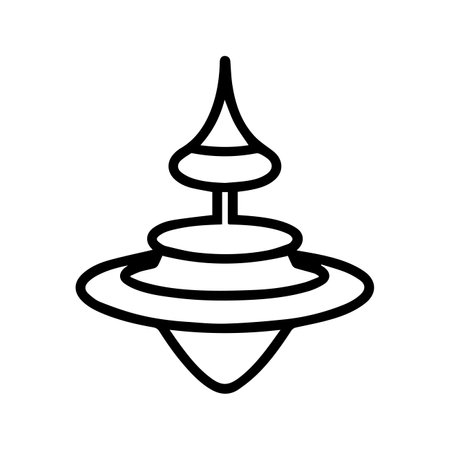 Spinning Top icon or modern line symbol. Vector line art and icon design with bold outline. Black and white Pixel Perfect minimalistic symbol isolated white background. Silhouette simple thin signのイラスト素材
