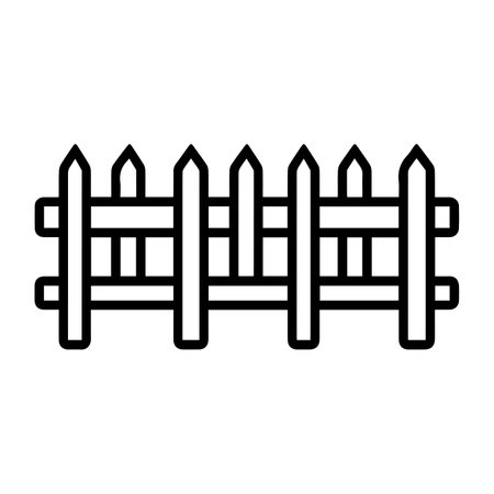 fence icon or modern line symbol. Vector line art and icon design with bold outline. Black and white Pixel Perfect minimalistic symbol isolated white background. Silhouette simple thin signのイラスト素材