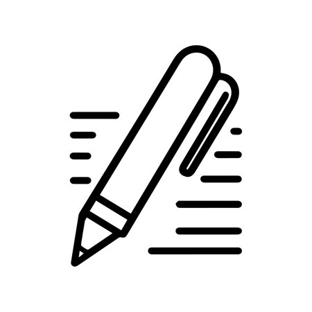 note with pen icon or modern line symbol. Vector line art and icon design with bold outline. Black and white Pixel Perfect minimalistic symbol isolated white background. Silhouette simple thin signのイラスト素材