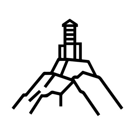 quarry icon or modern line symbol. Vector line art and icon design with bold outline. Black and white Pixel Perfect minimalistic symbol isolated white background. Silhouette simple thin signのイラスト素材