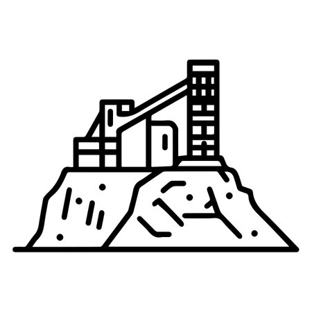 quarry icon or modern line symbol. Vector line art and icon design with bold outline. Black and white Pixel Perfect minimalistic symbol isolated white background. Silhouette simple thin signのイラスト素材