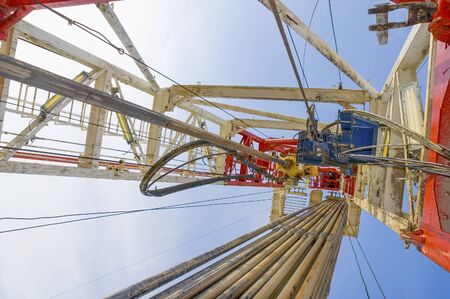 Drilling rig against the blue skyの写真素材