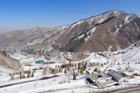 View from cableway on Medeo Medeu rink in Almaty, Kazakhstan