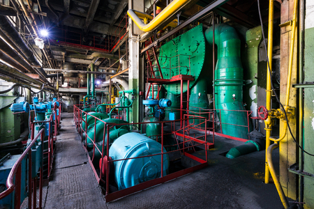 The old pumps at a thermal power plantのeditorial素材