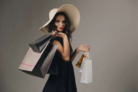 Woman with shopping bagsの写真素材