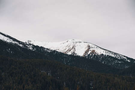 Winter view of mountains, beautiful wonderland mountain sceneryの写真素材