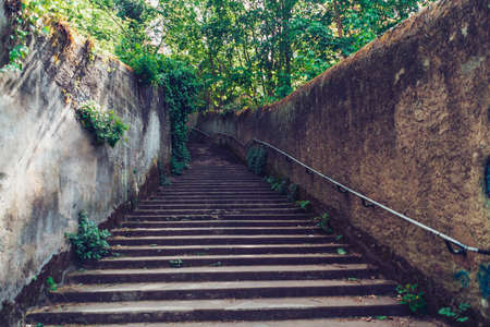 Lyon, France - May 7, 2019. Old medieval stair in lyon