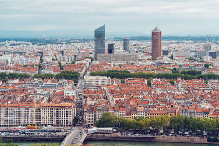 Lyon, France - May 9, 2019. City view of Lyon France