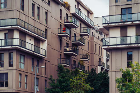 Lyon, France - May 10, 2019. Modern residential buildings on Quay Antoine Riboud in Lyon, Franceのeditorial素材