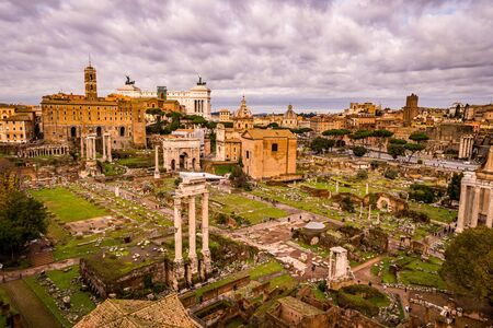 Panoramic view of the Roman Forum, Rome, Italyの写真素材
