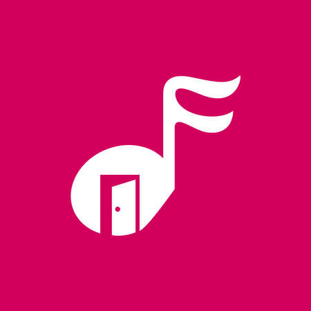 Musical note logo icon with open the doorのイラスト素材