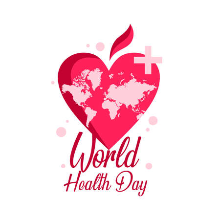 World Health Day Greeting Clip Art Design in Hearth with World Backgroundのイラスト素材