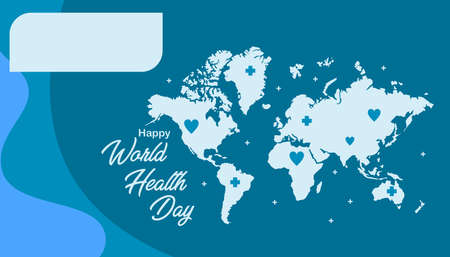 World Health Day Greeting Card Template with World Background and Blue Colorのイラスト素材