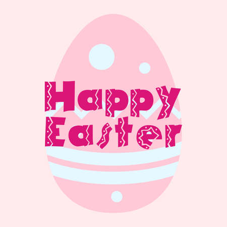 Happy Easter Greeting with Egg Background in Pink Colorのイラスト素材