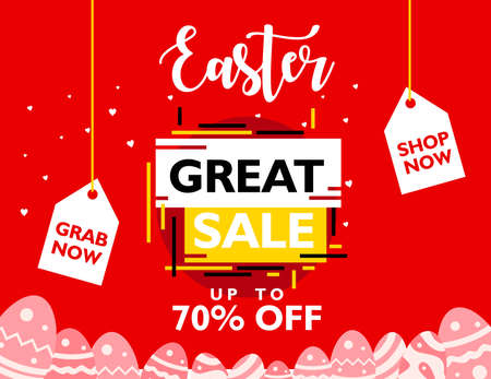 Easter great sale text background for banner, poster, design template, special offer sale up to 70 percent.のイラスト素材