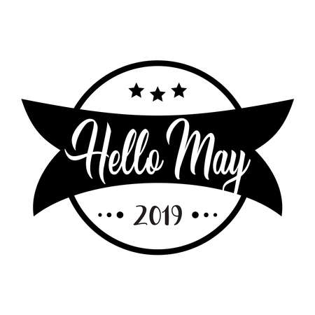 Hello may. greeting vector vintage letteringのイラスト素材