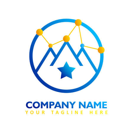 modern logo concept of global network with blue and orange colorのイラスト素材