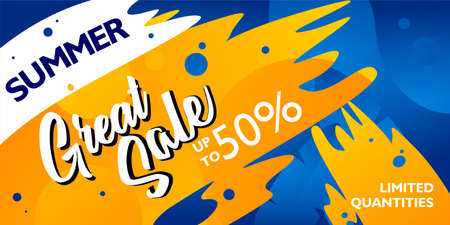 Summer great sale banner for promotion your items. with abstract shapeのイラスト素材