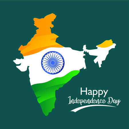 Happy independence day. Flag on india map. For greeting, banner, poster on social media template and others. Vector illustrationのイラスト素材