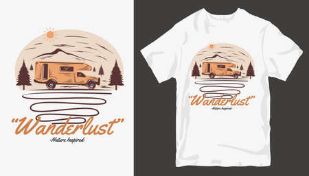 Adventure t-shirt design. Outdoor t shirt design. t-shirt design vector for print. Camping logo design vector illustration. Travel quotes for t shirtのイラスト素材